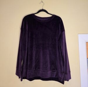 Purple Velvet Long-Sleeve Top /leggings SET